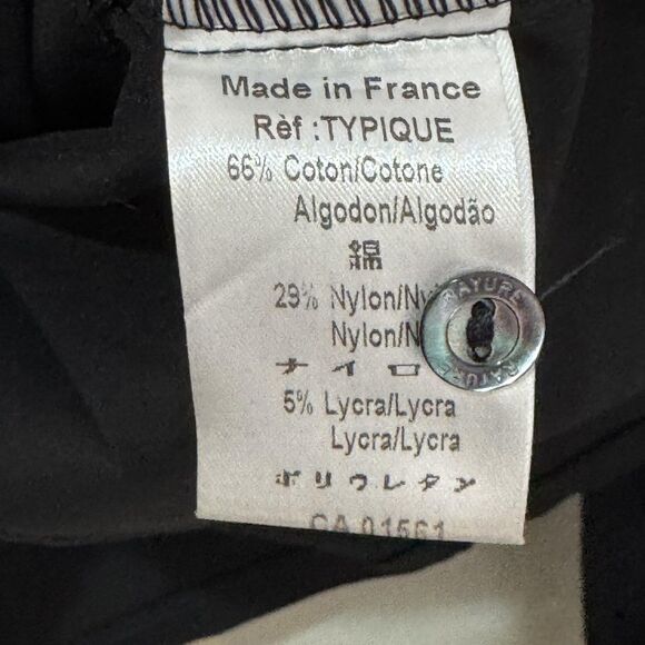 Rayure Paris Shirt Womens 44 Black White Ruffle Front Button Top Made France - Picture 7 of 8